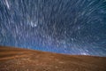 An amazing view of the Milky Way rising in Atacama Desert night sky while the Moon sets. An awe view of the stars and all the Royalty Free Stock Photo