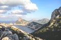 Amazing view from Mirador Es Colomer in Cap de Formentor, Mallorca, Spain. Cliff formations in the Mediterranean. Rocks by the sea Royalty Free Stock Photo