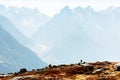 Amazing view on Monte Bianco mountains range with Monblan on background Royalty Free Stock Photo