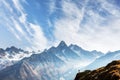 Amazing view on Monte Bianco mountains range with tourist Royalty Free Stock Photo