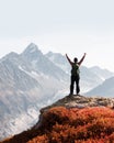 Amazing view on Monte Bianco mountains range with tourist on a foreground Royalty Free Stock Photo