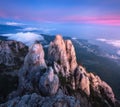 Amazing view from mountain peak on the high rocks Royalty Free Stock Photo