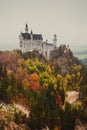 Amazing view of Neuschwanstein castle in autumn season. Fussen. Bavaria, Germany. Royalty Free Stock Photo