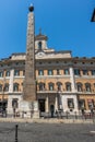 Amazing view Obelisk of Montecitorio and Palazzo Montecitorio in city of Rome, Italy