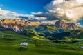 Amazing view of Odle mountain range in Seceda, Dolomites, Italy