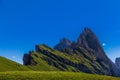 Amazing view of Odle mountain range in Seceda, Dolomites, Italy