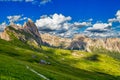 Amazing view of Odle mountain range in Seceda, Dolomites Italy