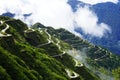 Amazing View of Old Silk Route Zig Zag Road Landscape in East Sikkim Royalty Free Stock Photo