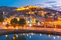 Narikala and Kura river at night, Tbilisi, Georgia Royalty Free Stock Photo