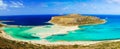 Amazing view over Balos Lagoon and Gramvousa island on Crete Royalty Free Stock Photo