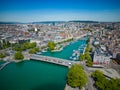 Amazing view over the city center of Zurich in Switzerland Royalty Free Stock Photo