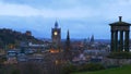 Amazing view over Edinburgh from Calton Hill in the evening - EDINBURGH, SCOTLAND - JANUARY 10, 2020