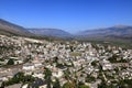 amazing view over Gjirokastra and the valley of the Drino River and the surrounding mountains