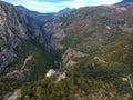 Amazing view over ridomo gorge in mountainous Mani area. At bottom rignt Prophet Helias traditional christian chapel in Mani,