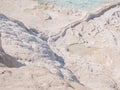 Amazing view of Pamukkale hill covered  with white travertine Royalty Free Stock Photo