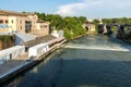 Amazing view of Ponte Palatino, Tiber River and Pons Aemilius in city of Rome, Italy