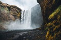 Amazing view of popular tourist attraction. Location Skogafoss waterfall, Iceland, Europe Royalty Free Stock Photo