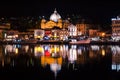 Amazing view of the port and the city of Mytilene at night.