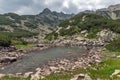 Amazing view of Rocky peaks and Upper Muratovo lake, Pirin Mountain Royalty Free Stock Photo