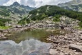 Amazing view of Rocky peaks and Upper Muratovo lake, Pirin Mountain Royalty Free Stock Photo
