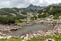 Amazing view of Rocky peaks and Upper Muratovo lake, Pirin Mountain Royalty Free Stock Photo