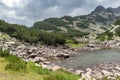 Amazing view of Rocky peaks and Upper Muratovo lake, Pirin Mountain Royalty Free Stock Photo