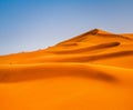 Amazing view of sand dunes in the Sahara Desert. Location: Sahara Desert, Merzouga, Morocco. Artistic picture. Beauty world Royalty Free Stock Photo