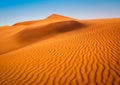 Amazing view of sand dunes in the Sahara Desert. Location: Sahara Desert, Merzouga, Morocco. Artistic picture. Beauty world Royalty Free Stock Photo