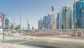 Amazing view on Sheikh Zayed road surrounded Dubai Marina and JLT skyscrapers Royalty Free Stock Photo