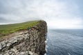 Amazing view of slave mountains of Tralanipan steep cliff in Vagar island, Faroe Islands, Denmark north Atlantic ocean, best