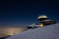 Amazing view on Sniezka mountains at night in Karkonosze mountains during winter in Poland and Czech republic border Royalty Free Stock Photo