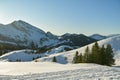 Amazing view on snowy mountainous landscape aboe the Emmetten Royalty Free Stock Photo