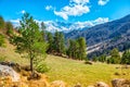 Amazing view of spring day landscape Caucasus mountains with eve