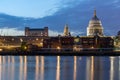 Amazing view of St. Paul's Cathedral from Thames river, London, England Royalty Free Stock Photo