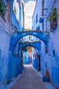 Amazing street view of blue city Chefchaouen Morocco, Africa Royalty Free Stock Photo