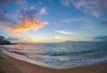 Amazing view of sunset at Kaanapali beach in Maui Hawaii USA Royalty Free Stock Photo