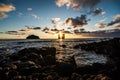 Amazing view of sunset over Mosteiros beach Sao Miguel, Azores Islands