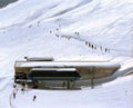 An amazing view of swiss alps and a ski lift and snowy mountains Royalty Free Stock Photo