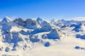 Amazing view of swiss famous moutains in beautiful winter snow. Royalty Free Stock Photo