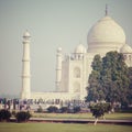 Amazing view on the Taj Mahal in sunset light with reflection in Royalty Free Stock Photo