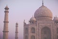 Amazing view on the Taj Mahal in sunset light with reflection in Royalty Free Stock Photo