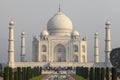 Amazing view on the Taj Mahal in sunset light with reflection in Royalty Free Stock Photo