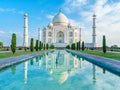 Amazing view on the Taj Mahal in sunset light. Agra, India. Royalty Free Stock Photo