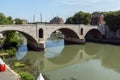 Amazing view of Tiber River and Ponte Principe Amadeo Savoia Aosta in city of Rome, Italy