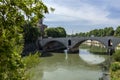 Amazing view of Tiber River and Ponte Principe Amadeo Savoia Aosta in city of Rome, Italy