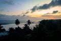 Amazing View to the Blue Sunset Sky on the Axim Atlantic Ocean Coast