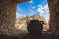 Amazing View to the Sandstone Walls and Ancient Fortress of an Old Shali Mountain village in Siwa Oasis Royalty Free Stock Photo