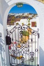 Amazing view Santorini island villa entrance Greece Royalty Free Stock Photo