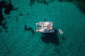 Amazing view to Yacht sailing in open sea at windy day. Royalty Free Stock Photo