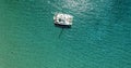 Amazing view to Yacht sailing in open sea at windy day. Drone vi Royalty Free Stock Photo